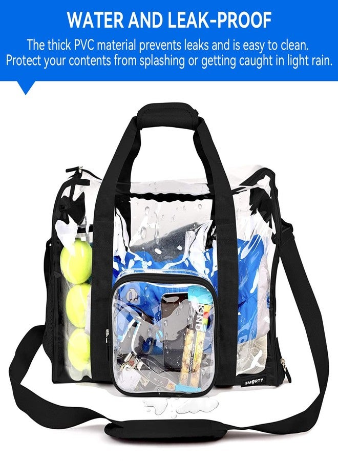 CXWLJL Large Transparent Bag with Shoe Compartment, Transparent Gym Bag with Adjustable Shoulder Strap for Home, Travel and Sporting Events - Black - Image 3
